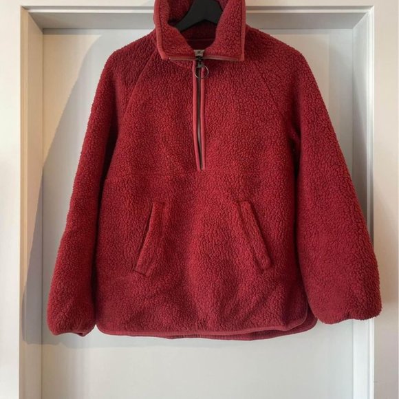 Madewell x Polartec Heathered Red Fleece Half-Zip Jacket XS/S - Picture 3 of 4